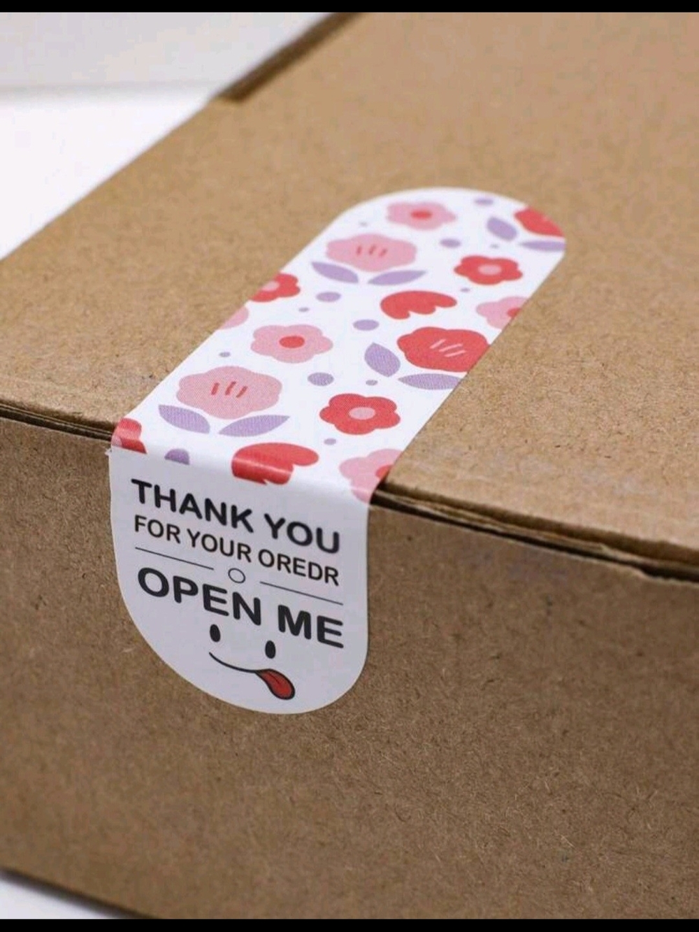 Floral Thank You 'Open Me' Packing Seal Stickers